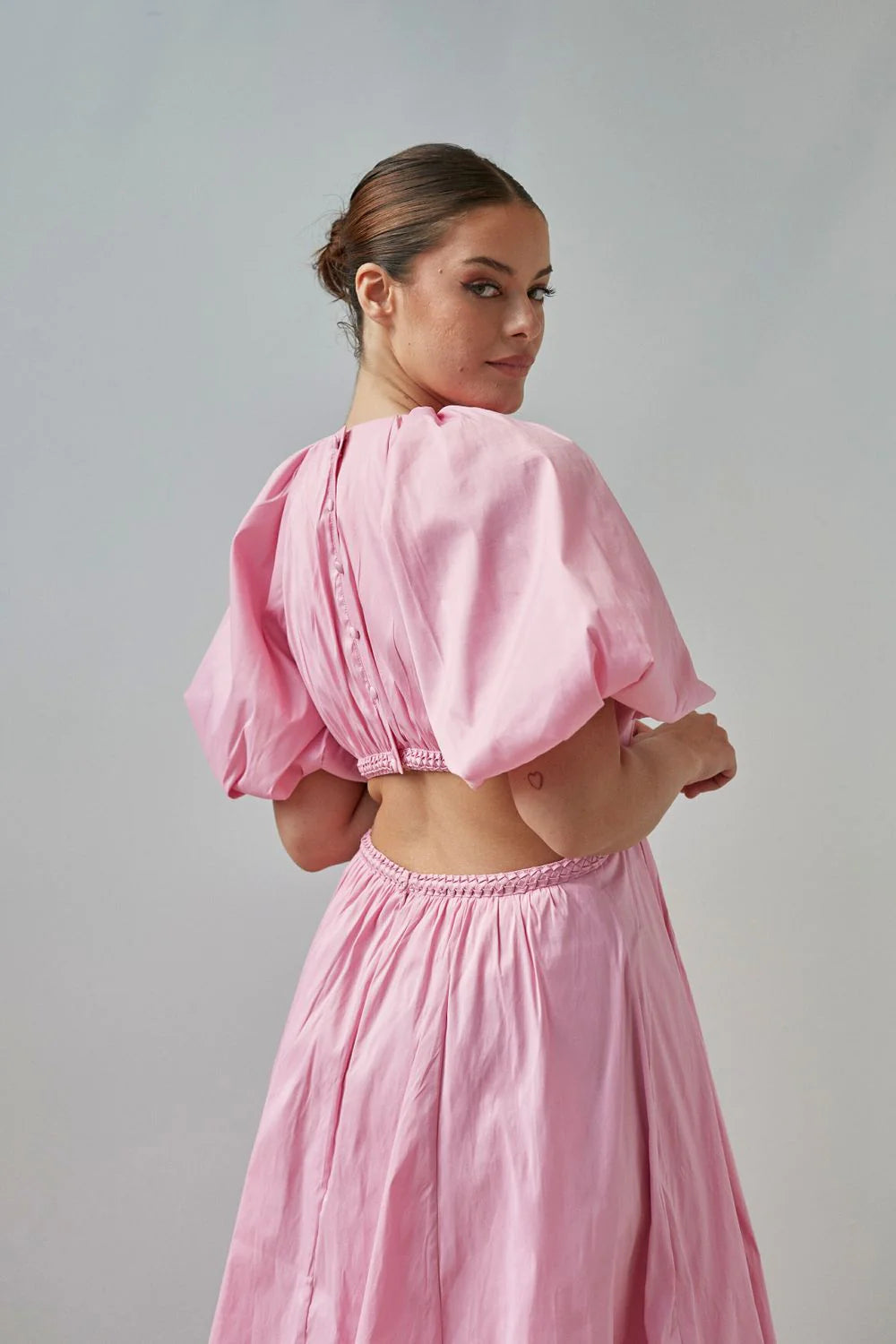 Capucine Puff Sleeve Midi (Pink) - Aje