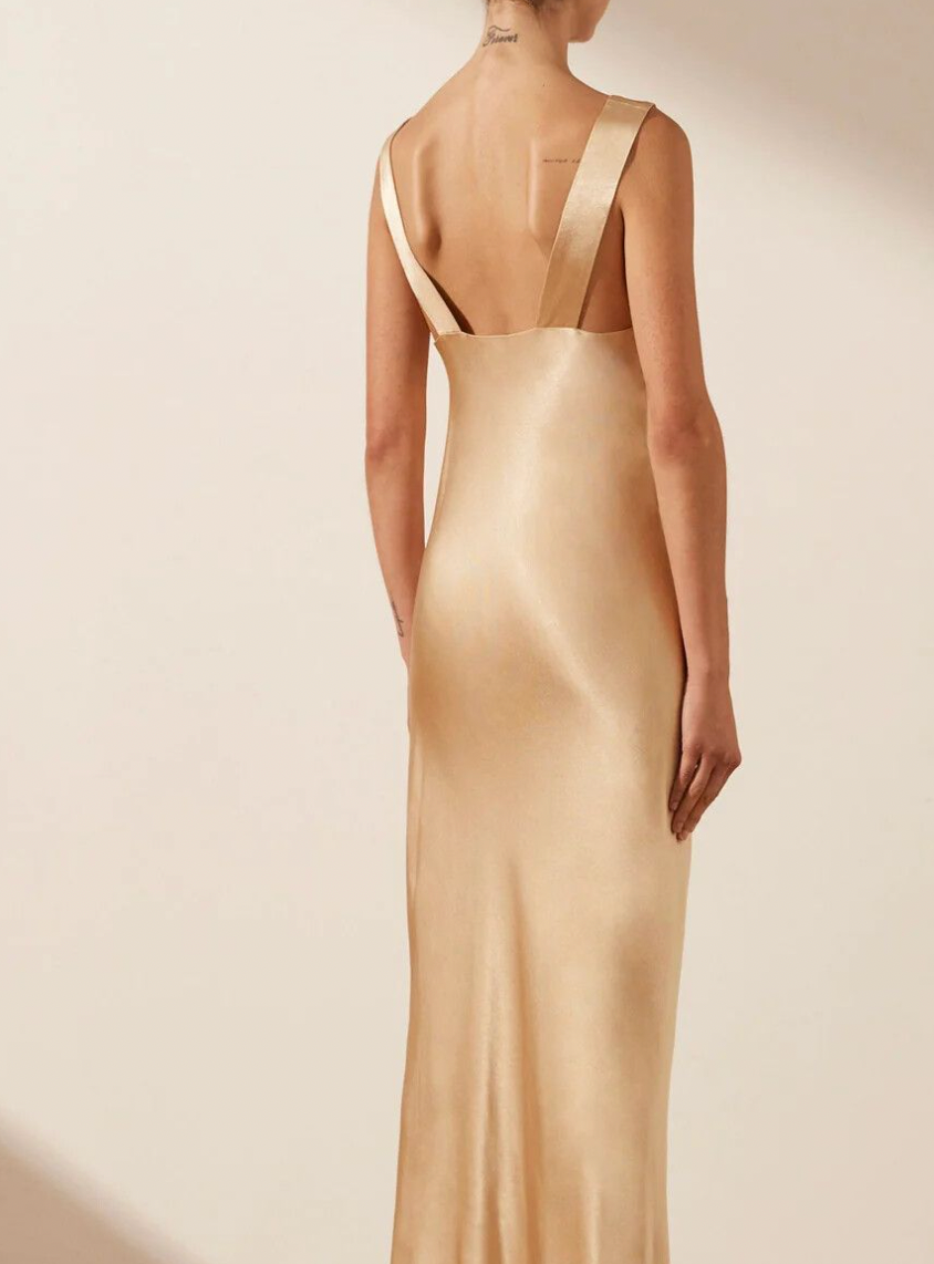 Felicity Plunged Dress (Gold) - Shona Joy